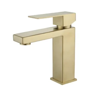 Robinet de salle de bains en acier inoxydable brossé doré