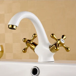 Robinet de salle de bain blanc en laiton