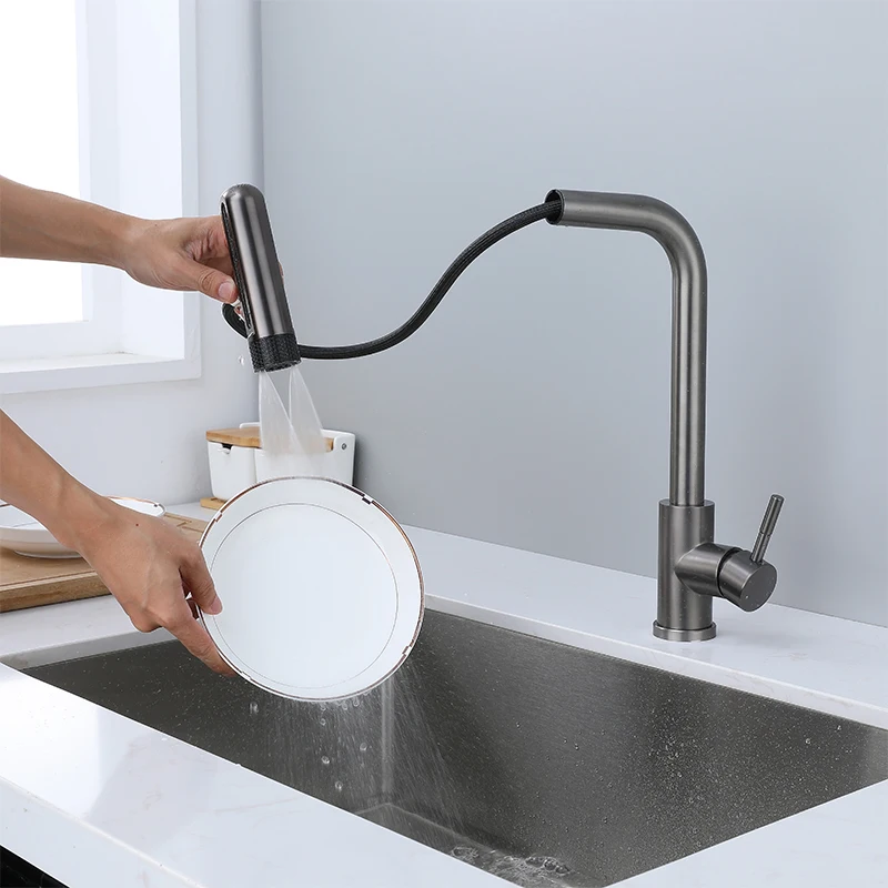 robinet de cuisine gris lave assiette