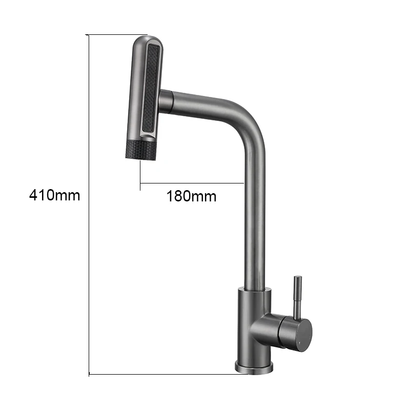 détails robinet de cuisine gris
