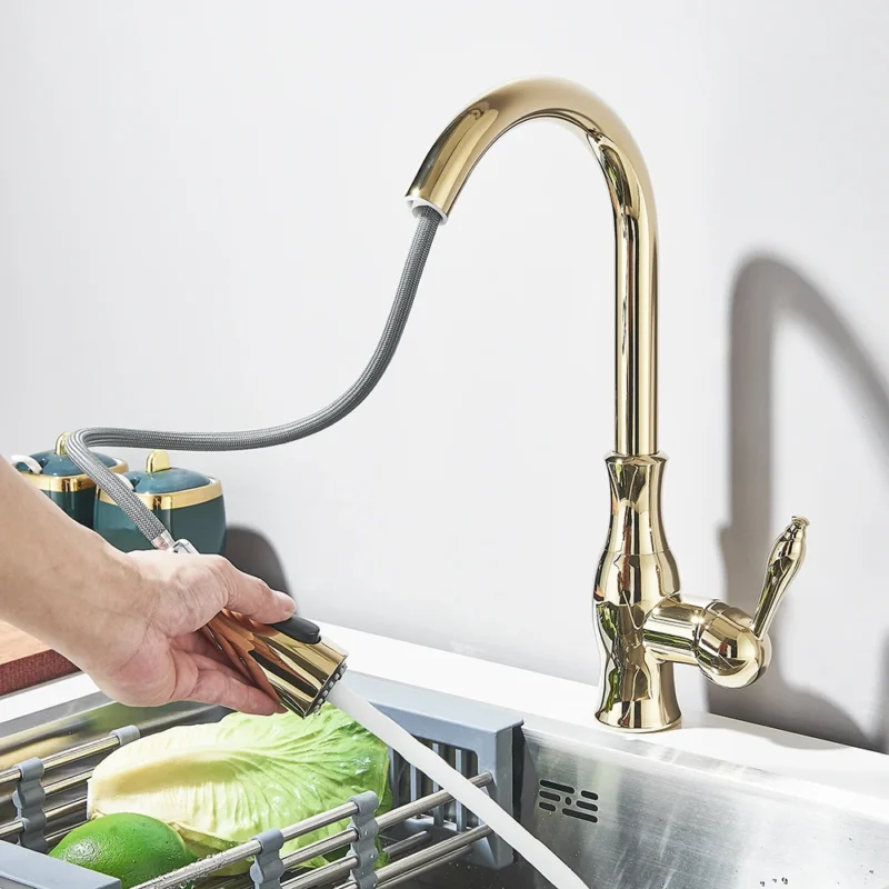 Robinet de cuisine or avec douchette – Image 2