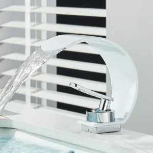 Robinet de lavabo cascade chromé blanc