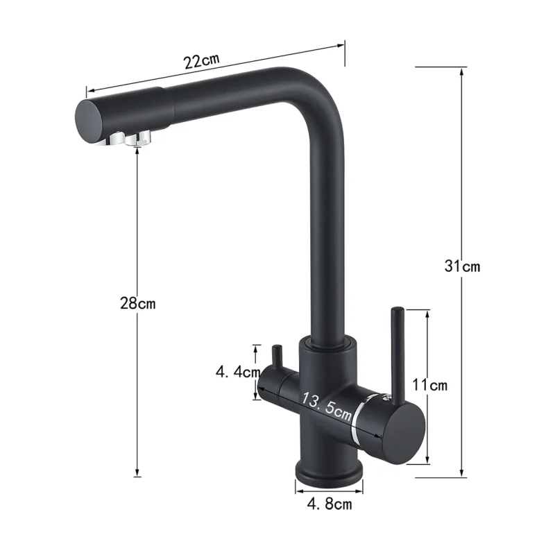 Robinet de cuisine noir chrome – Image 4