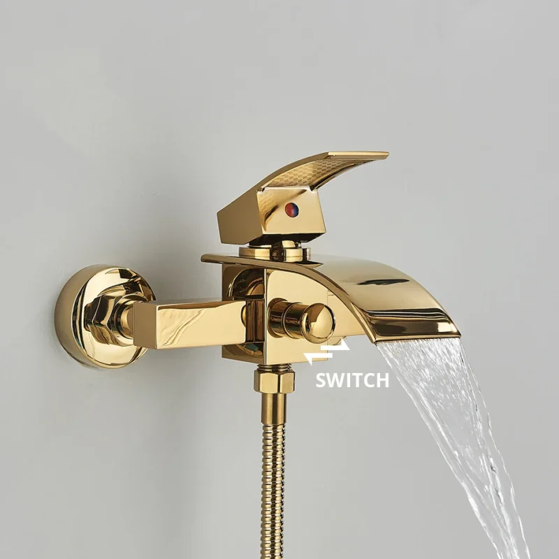 Robinet de baignoire cascade doré – Image 2