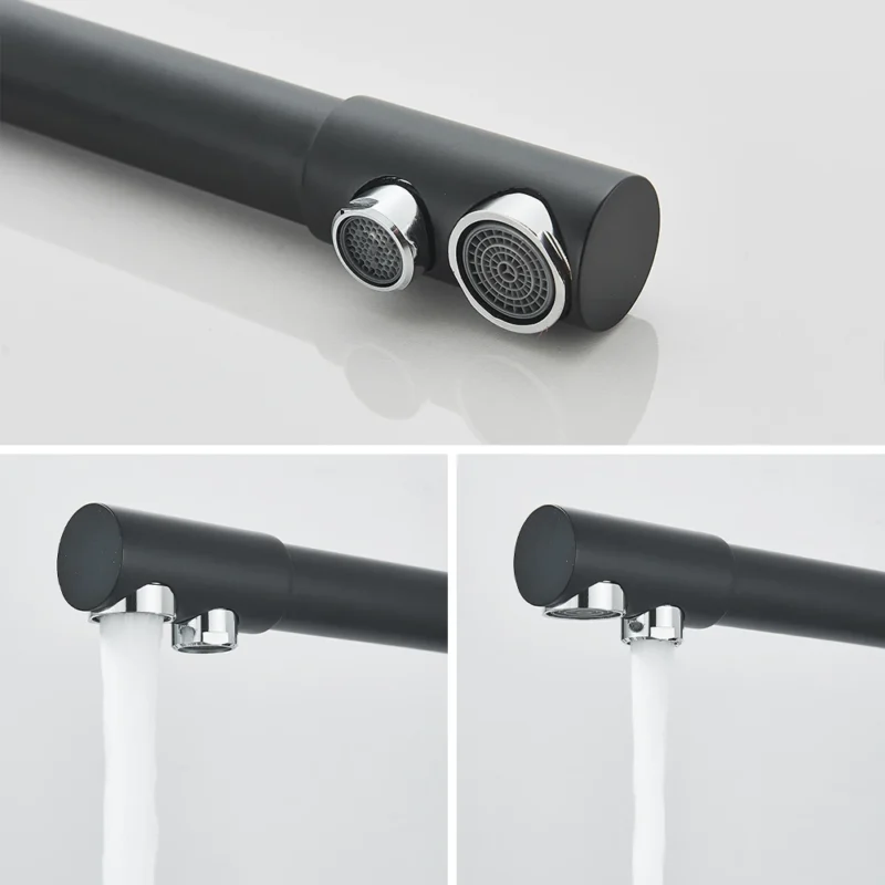 Robinet de cuisine noir chrome – Image 2