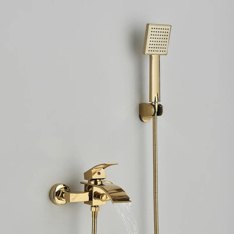 Robinet de baignoire cascade doré – Image 5