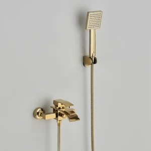 Robinet de baignoire cascade doré