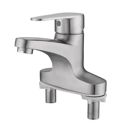 Robinet de lavabo en acier inoxydable à poignée unique